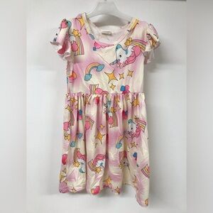 Little Girl Kids Toddler Cal Sleeve Unicorn Stars Horse Rainbow Girl Dress
